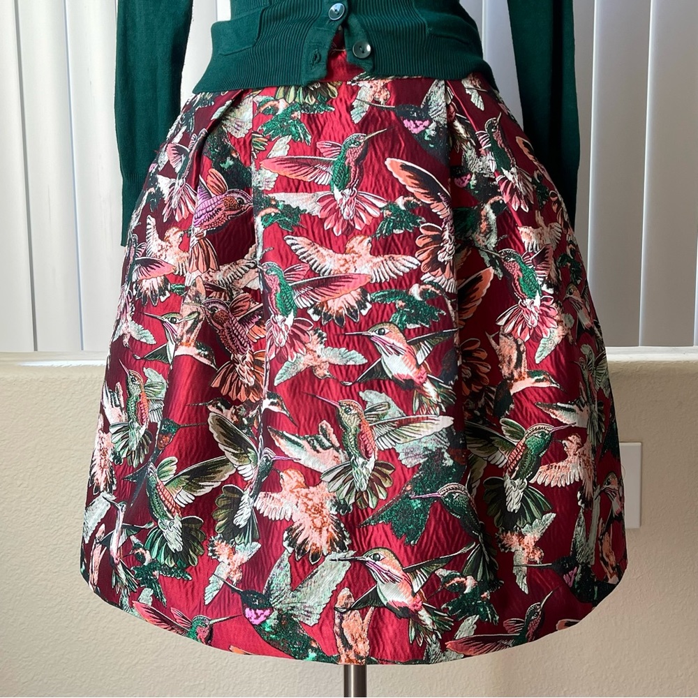 Pinko Burgundy Bird Floral Mini Thick skirt Size: 6